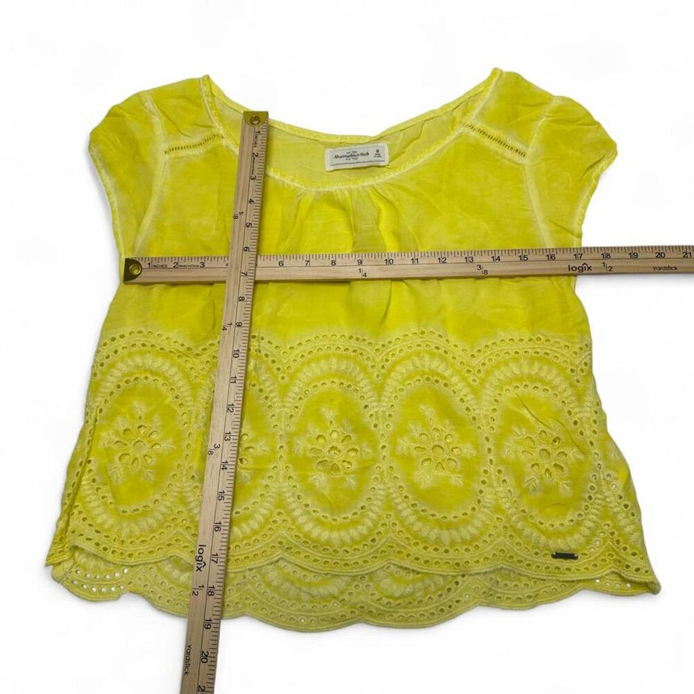 Abercrombie & Fitch Women’s Yellow Blouse Boho Casual Vibes Short Sleeve Size M - Picture 4 of 5